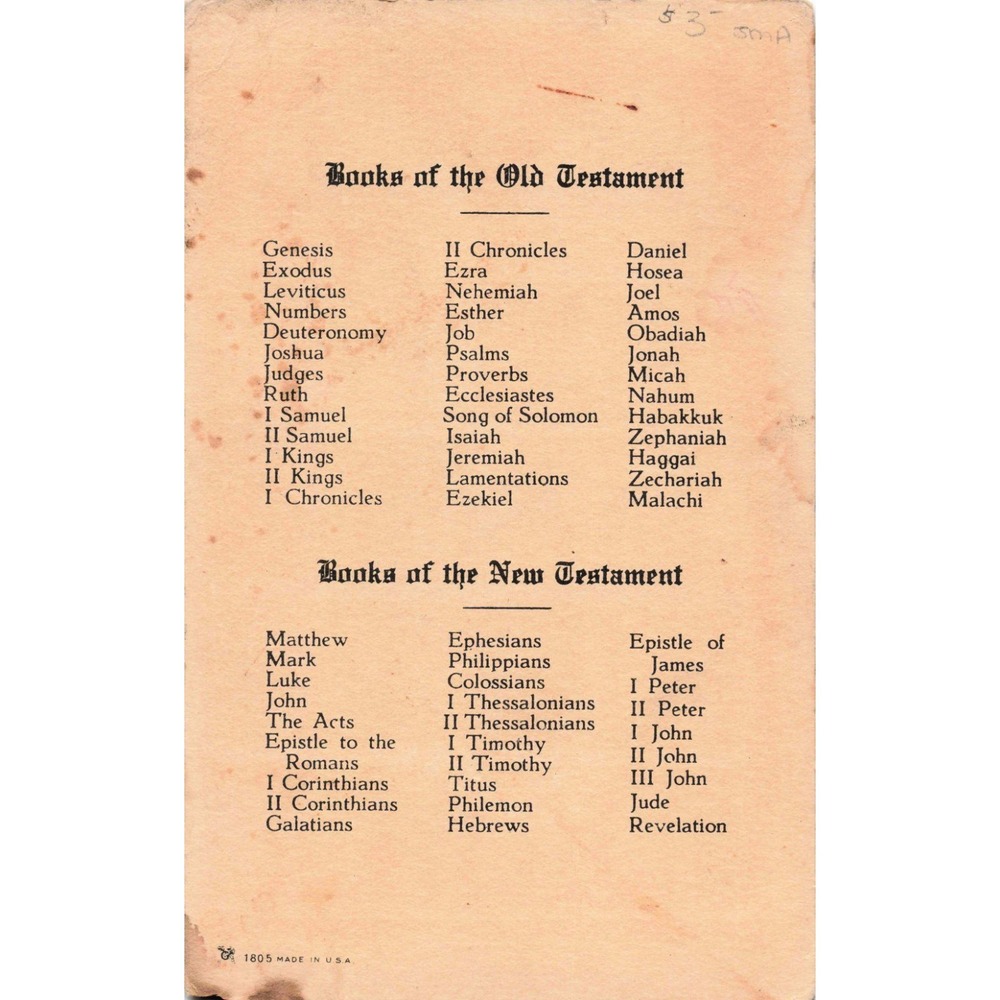 Books of the Bible Bookshelf Old New Testament Religious Sunday School Postcard - Picture 2 of 2